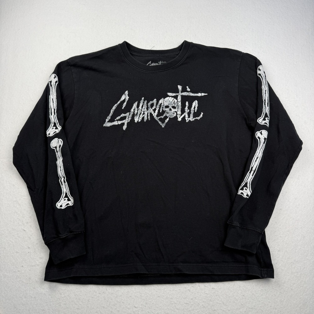Gnarcotic Shirt Mens XL Black Long Sleeve Skull Bones Graphic Tee Streetwear